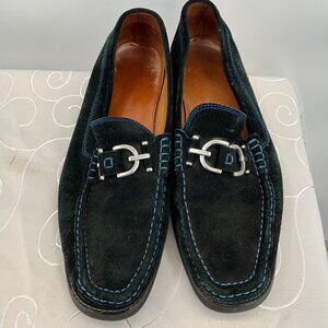 Donald J Pliner Men's‎ 11M Navy Suede Loafers W/ Blue Stitching